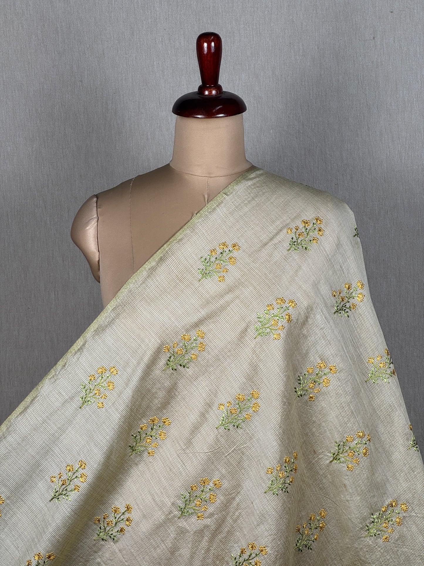 Embroidered Linen Chanderi Fabric