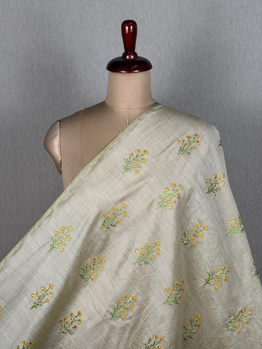 Embroidered Linen Chanderi Fabric