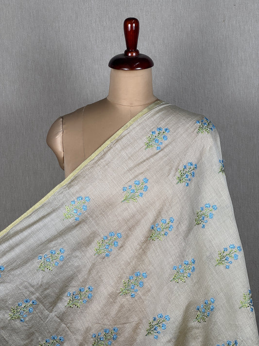 Embroidered Linen Chanderi Fabric
