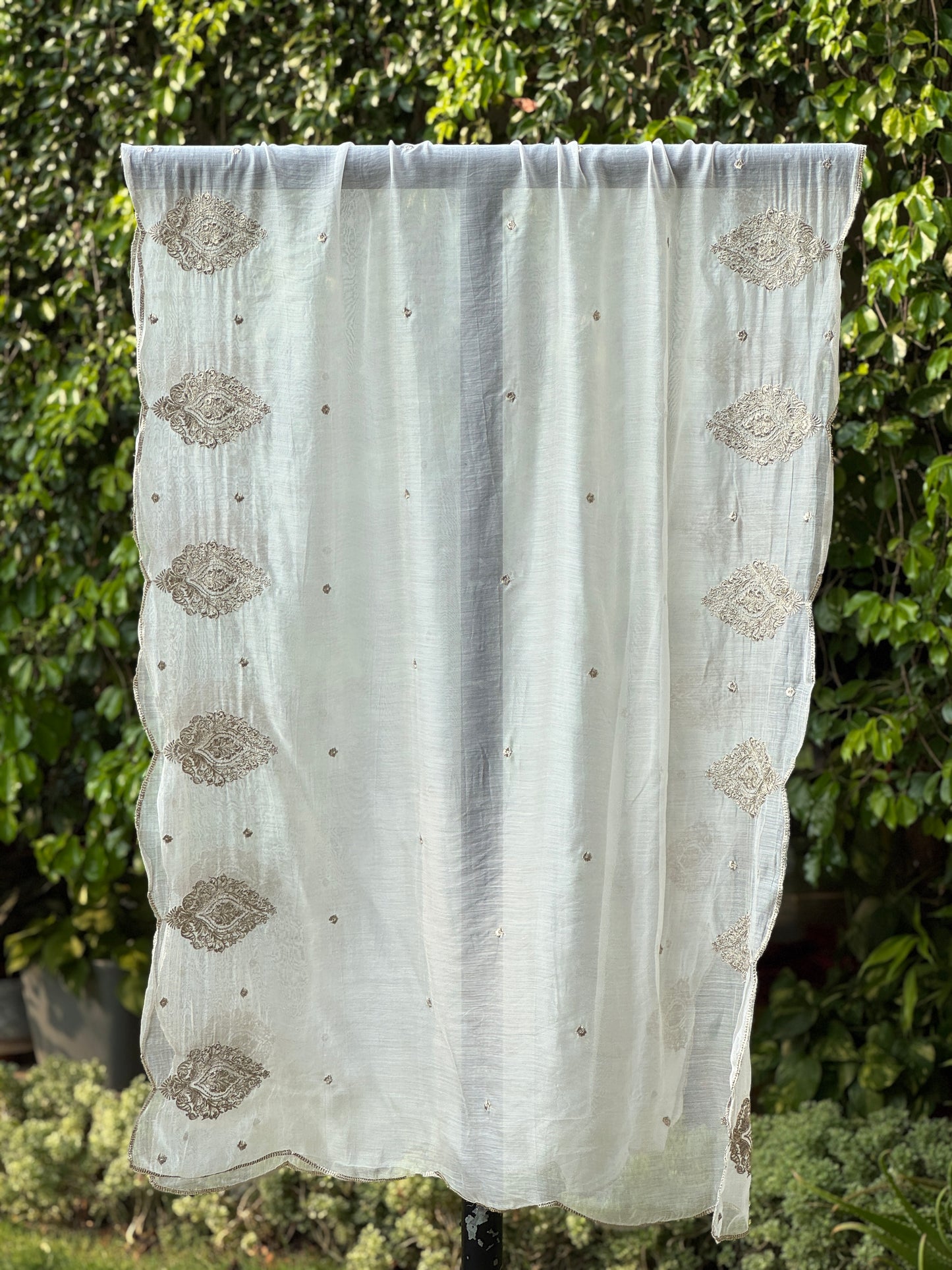 Zari Embroidered Banarasi Silk Chanderi Dupatta