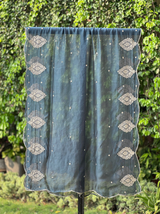 Zari Embroidered Banarasi Silk Chanderi Dupatta