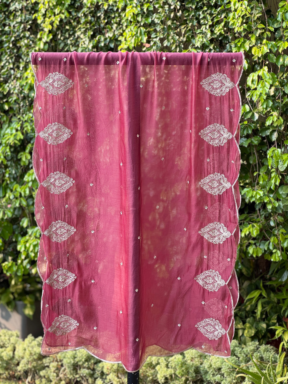 Zari Embroidered Banarasi Silk Chanderi Dupatta
