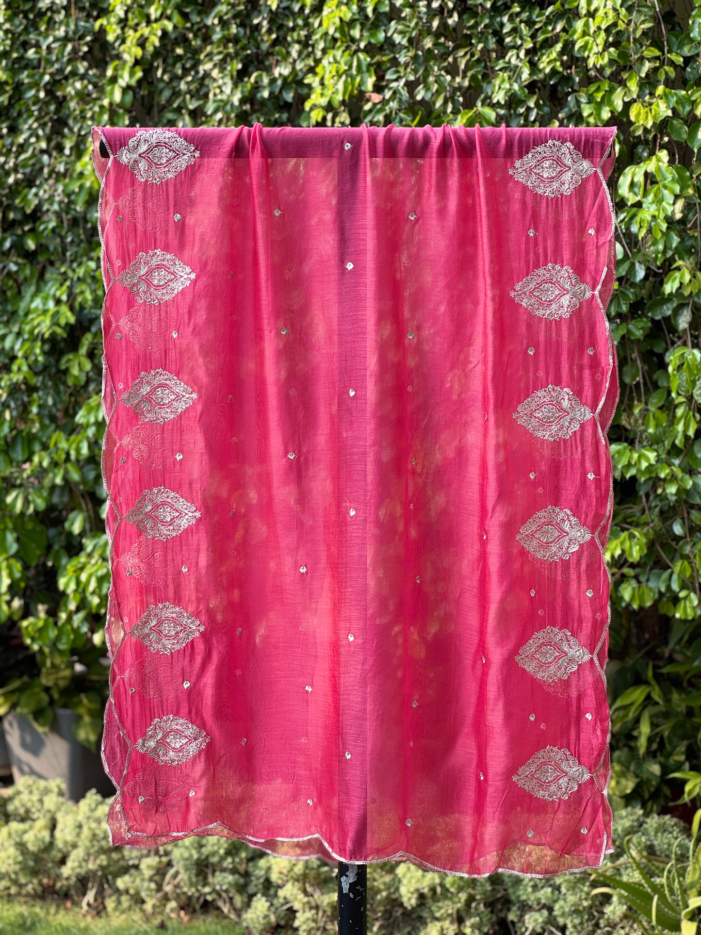 Zari Embroidered Banarasi Silk Chanderi Dupatta