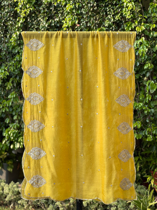 Zari Embroidered Banarasi Silk Chanderi Dupatta