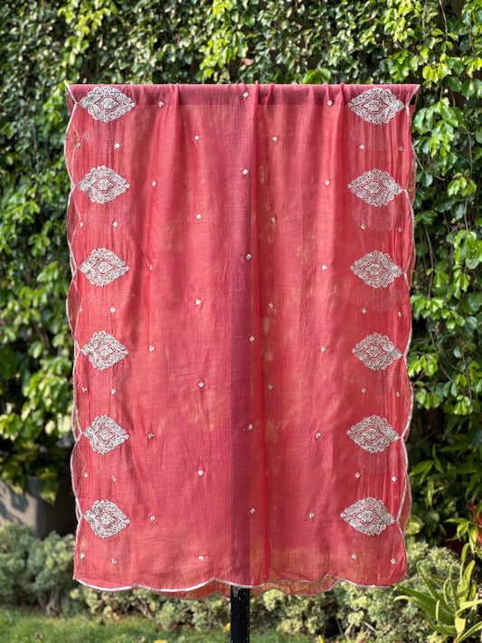 Zari Embroidered Banarasi Silk Chanderi Dupatta