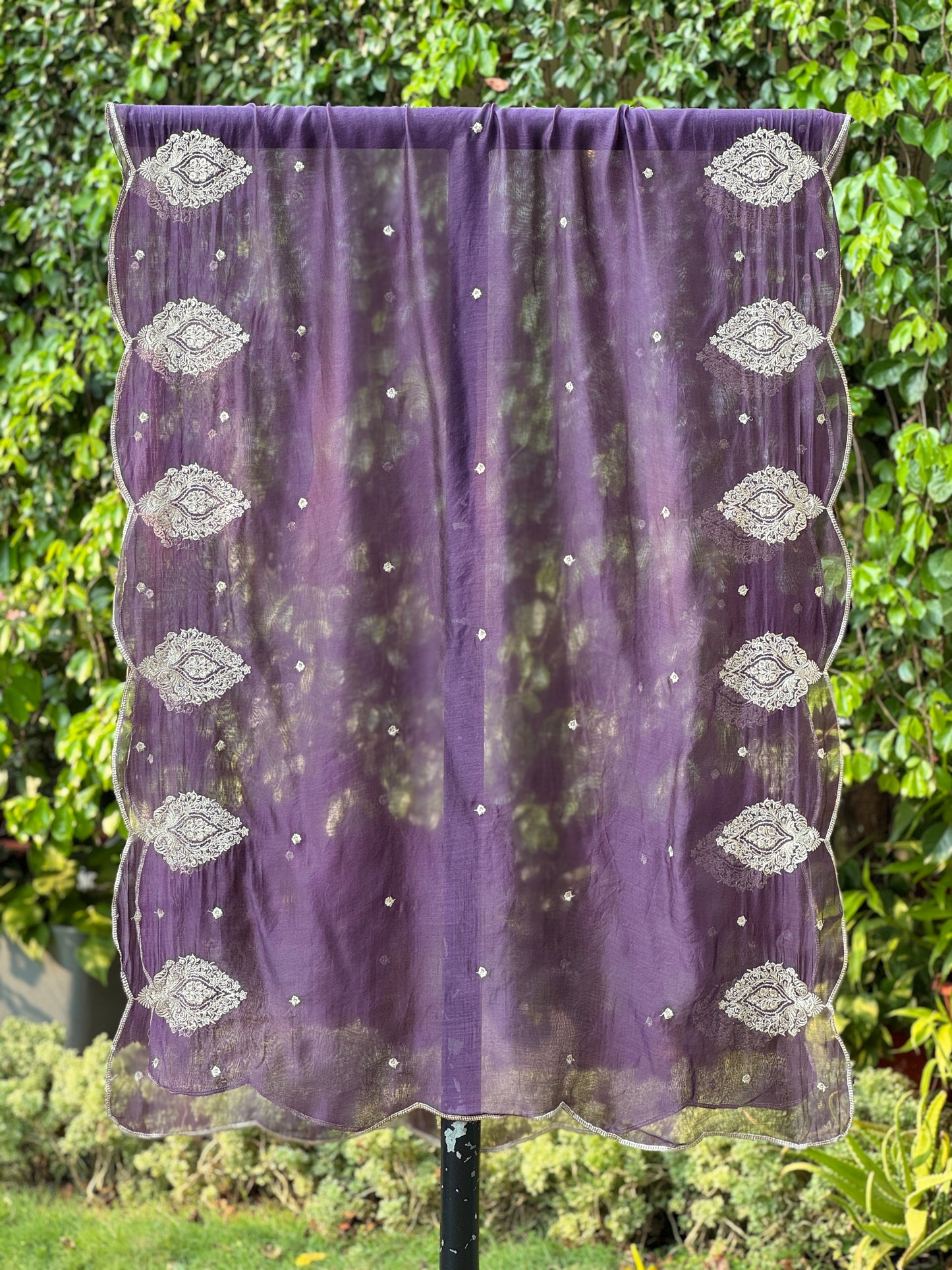 Zari Embroidered Banarasi Silk Chanderi Dupatta