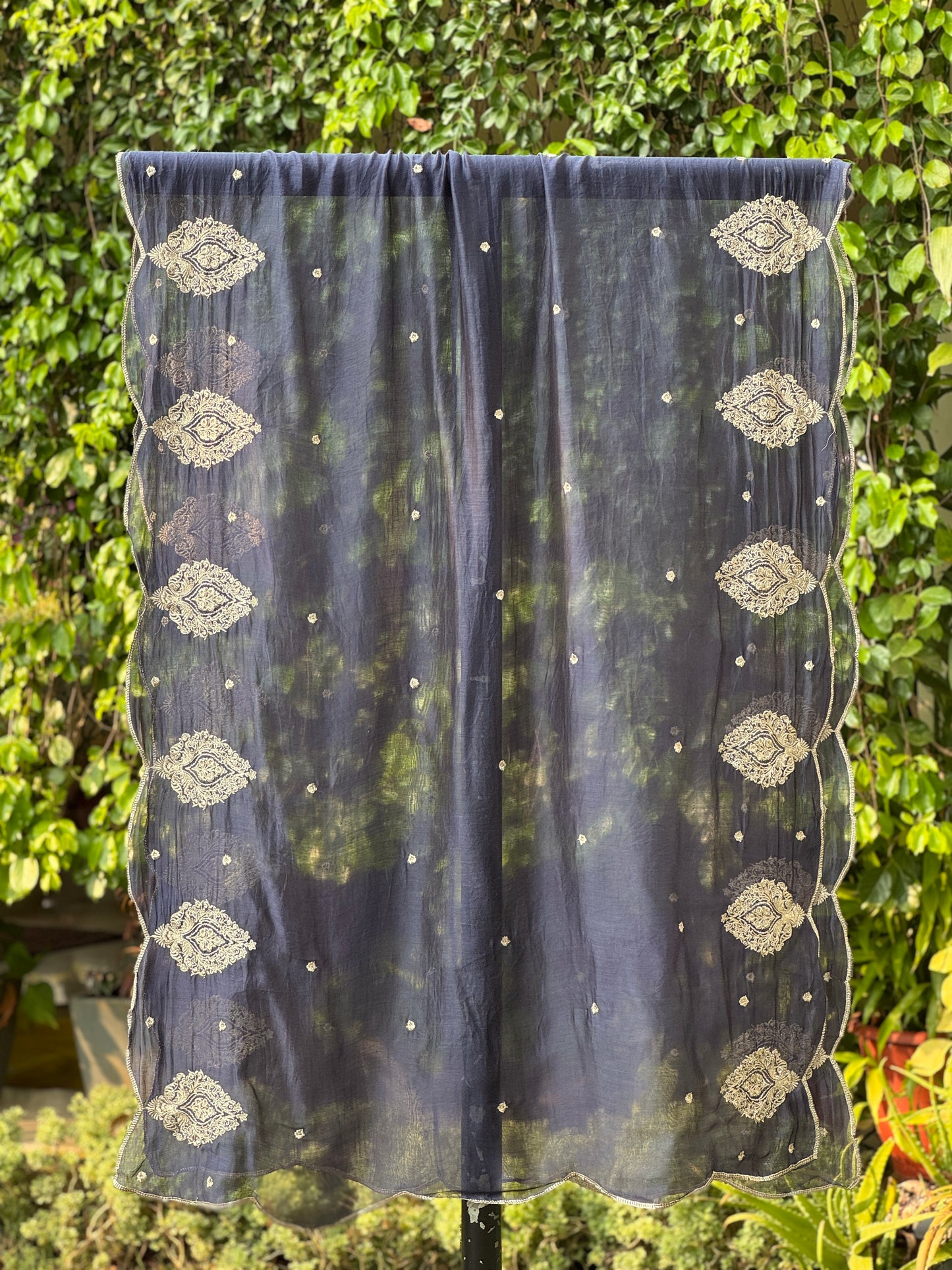 Zari Embroidered Banarasi Silk Chanderi Dupatta