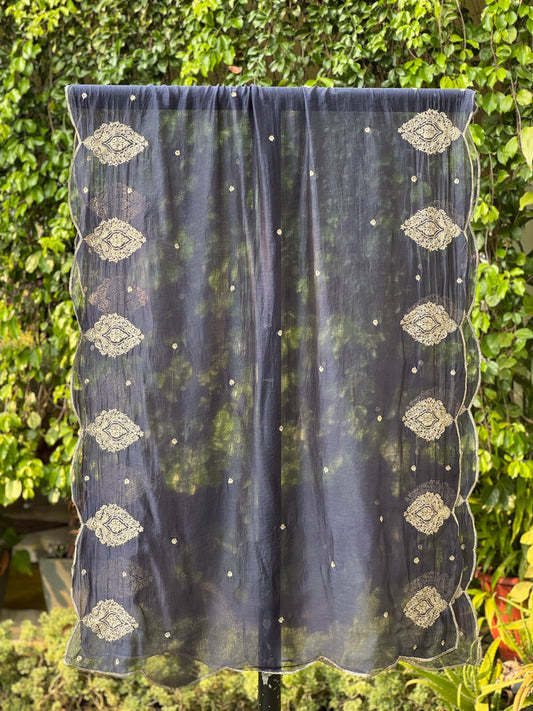 Zari Embroidered Banarasi Silk Chanderi Dupatta