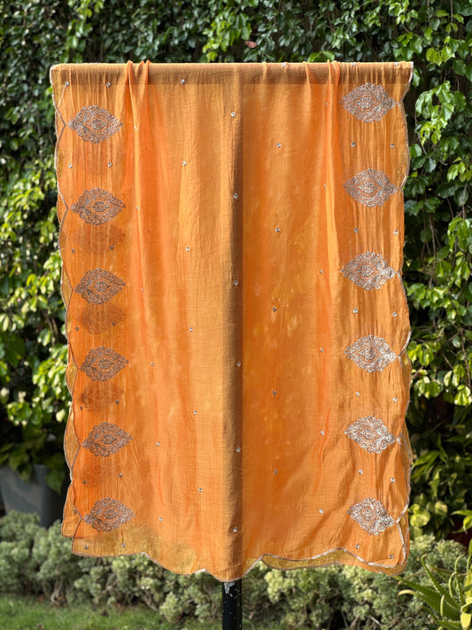 Zari Embroidered Banarasi Silk Chanderi Dupatta