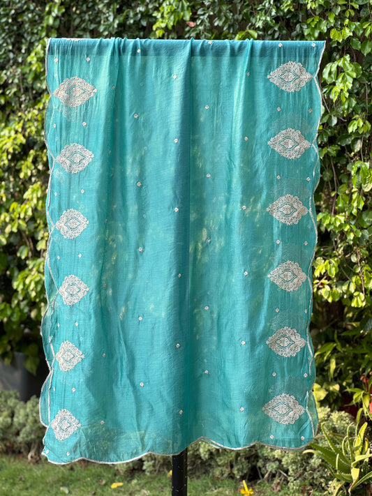 Zari Embroidered Banarasi Silk Chanderi Dupatta
