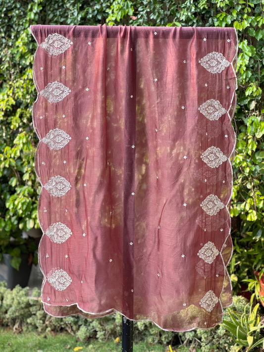 Zari Embroidered Banarasi Silk Chanderi Dupatta
