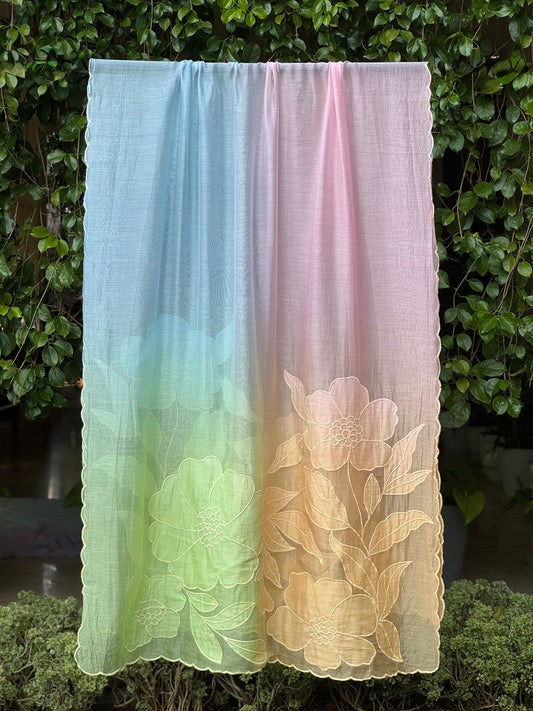 Applique Embroidered 4D Banarasi Silk Chanderi Dupatta