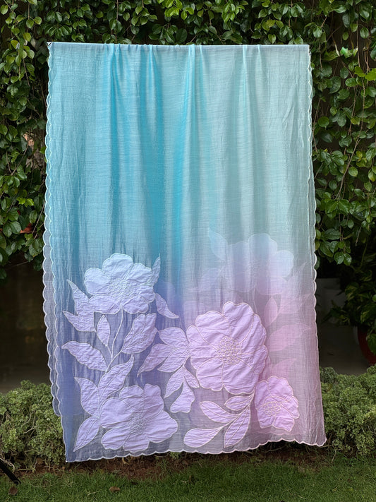 Applique Embroidered 4D Banarasi Silk Chanderi Dupatta