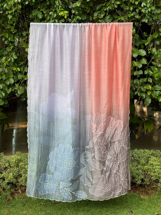 Applique Embroidered 4D Banarasi Silk Chanderi Dupatta