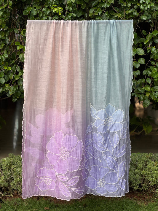 Applique Embroidered 4D Banarasi Silk Chanderi Dupatta