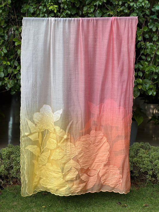 Applique Embroidered 4D Banarasi Silk Chanderi Dupatta