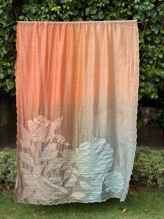 Applique Embroidered 4D Banarasi Silk Chanderi Dupatta