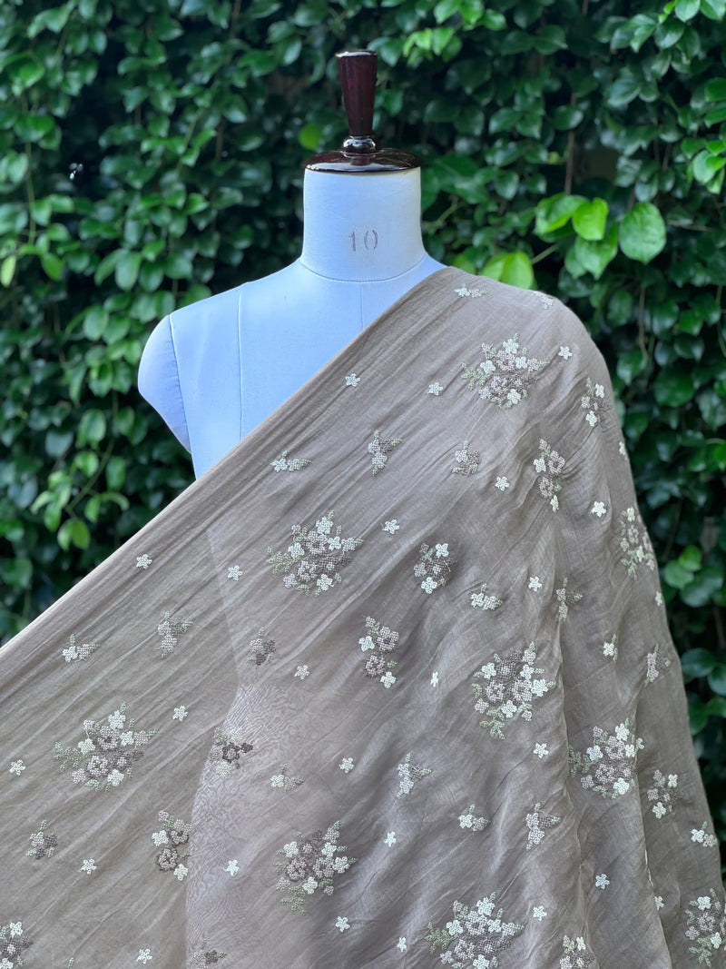 Embroidered 40gm Banarasi Chanderi Fabric