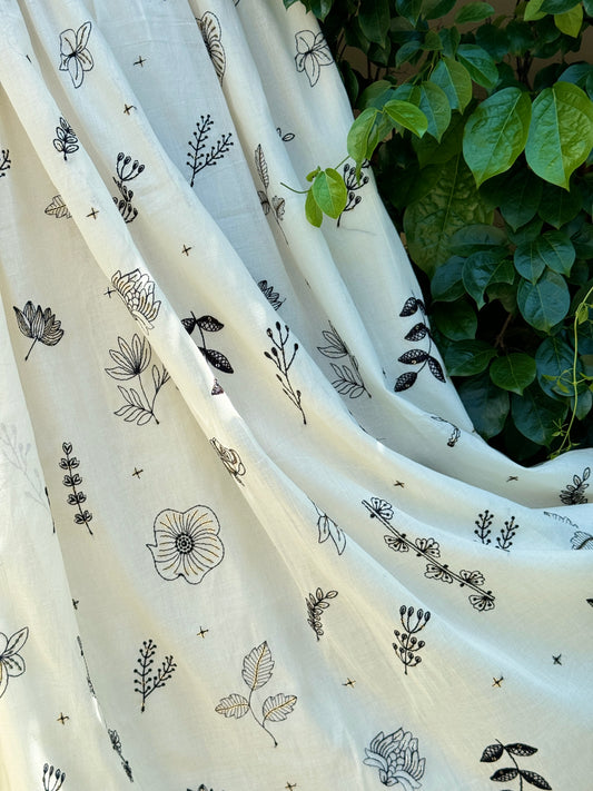 Embroidered kora fabrics