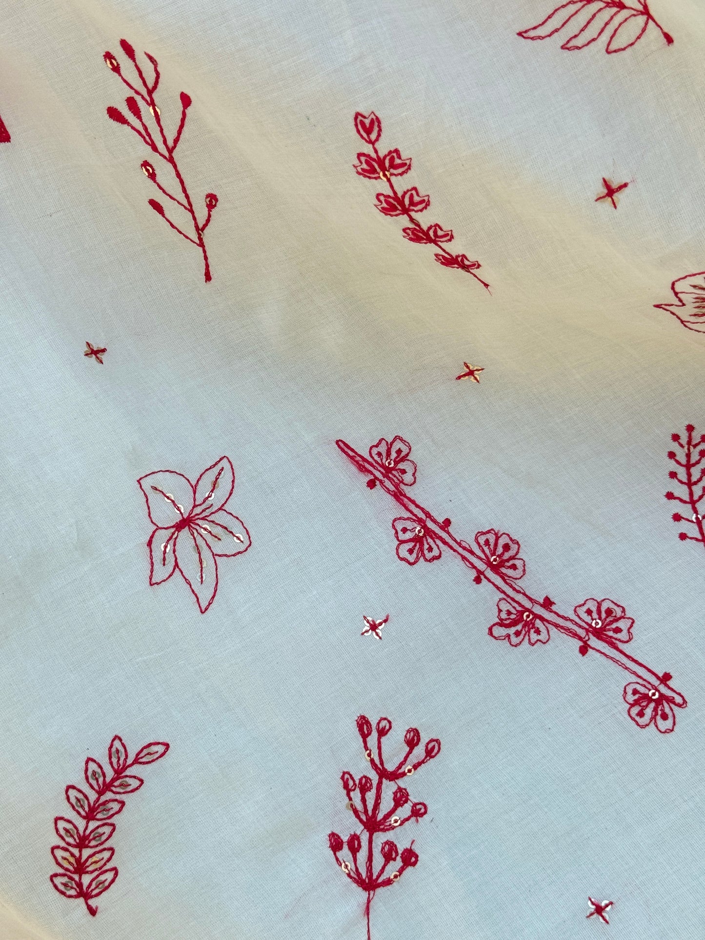 Embroidered kora fabrics