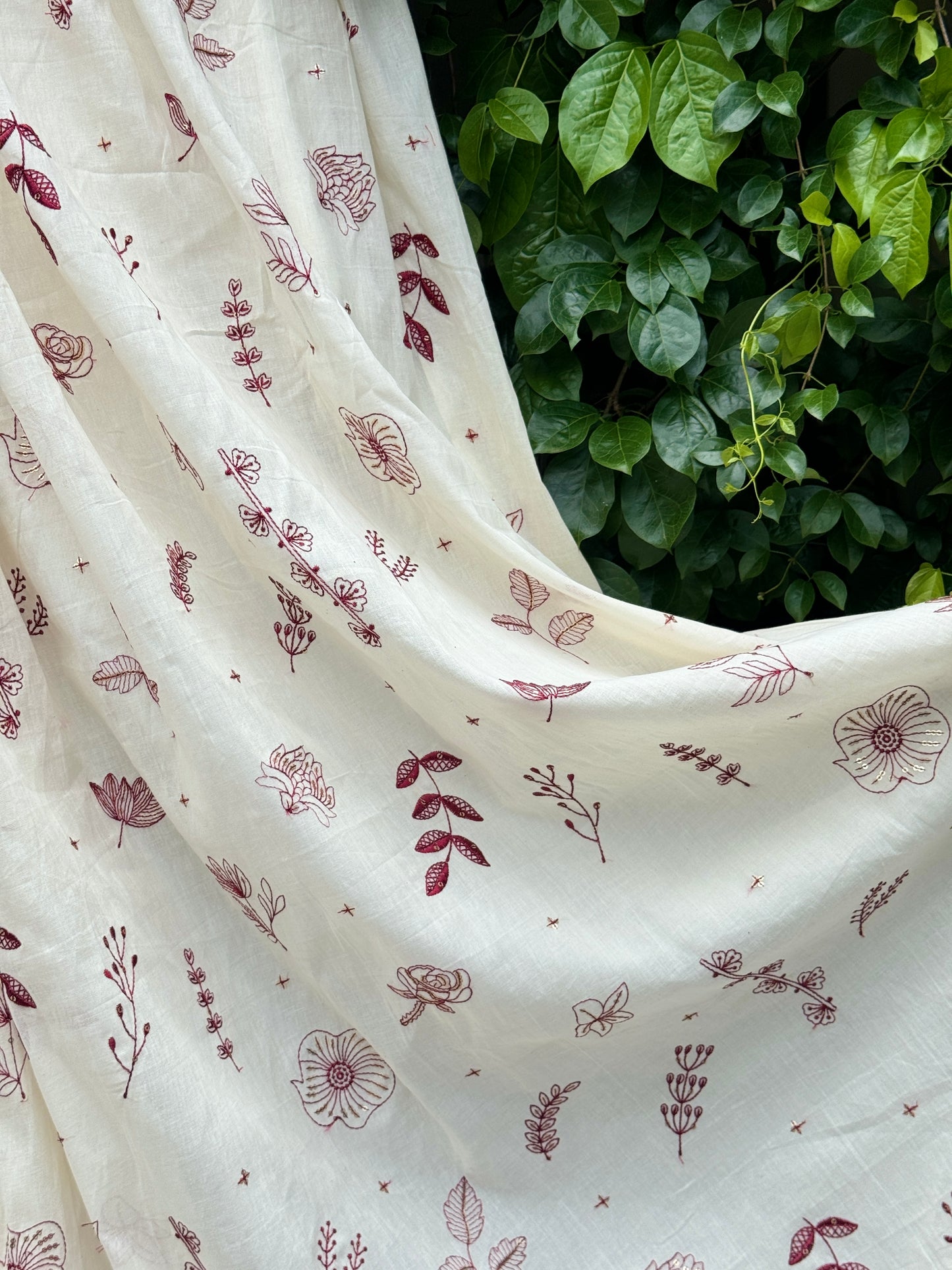 Embroidered kora fabrics