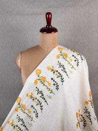 Border Embroidered Flax Cotton Fabric