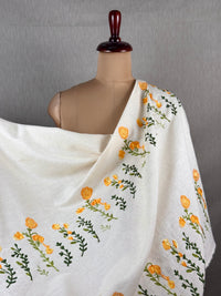 Border Embroidered Flax Cotton Fabric