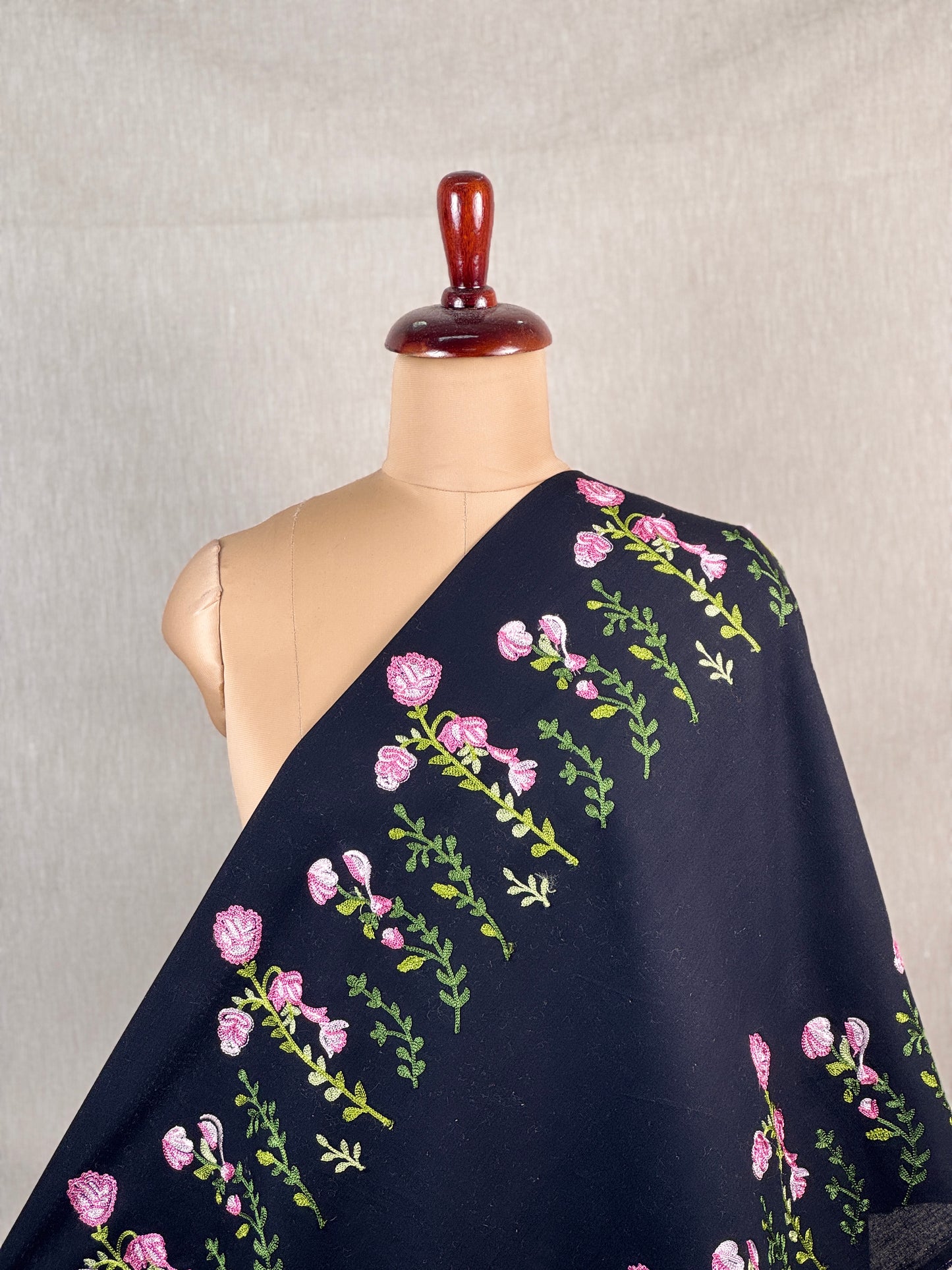 Border Embroidered Flax Cotton Fabric