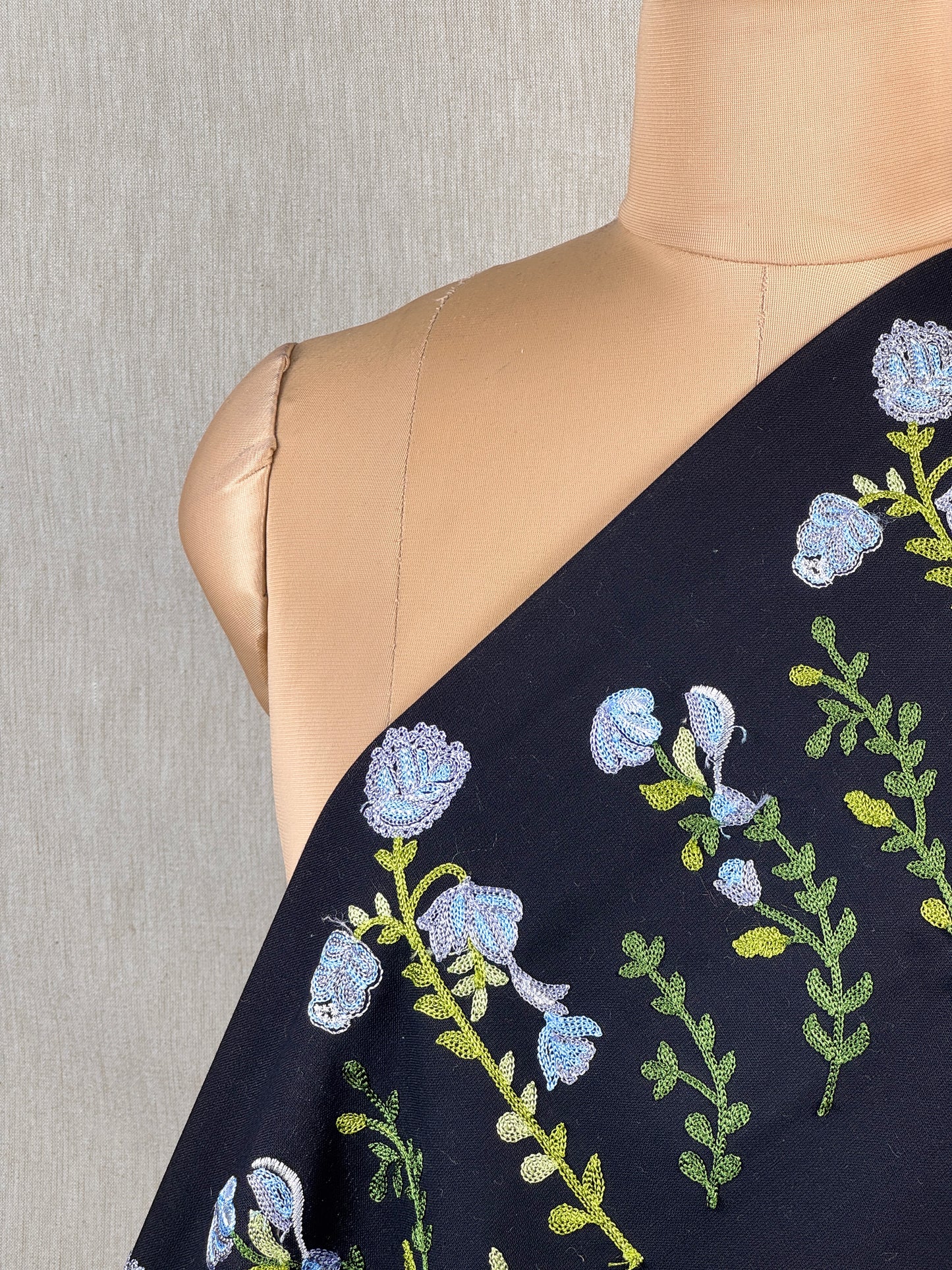 Border Embroidered Flax Cotton Fabric