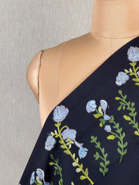 Border Embroidered Flax Cotton Fabric