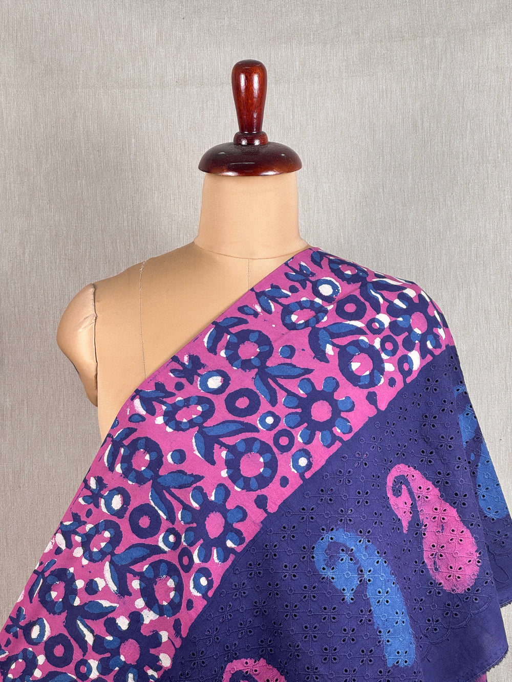 Ajrakh Dabu Block-printed Hakoba Cotton Fabric