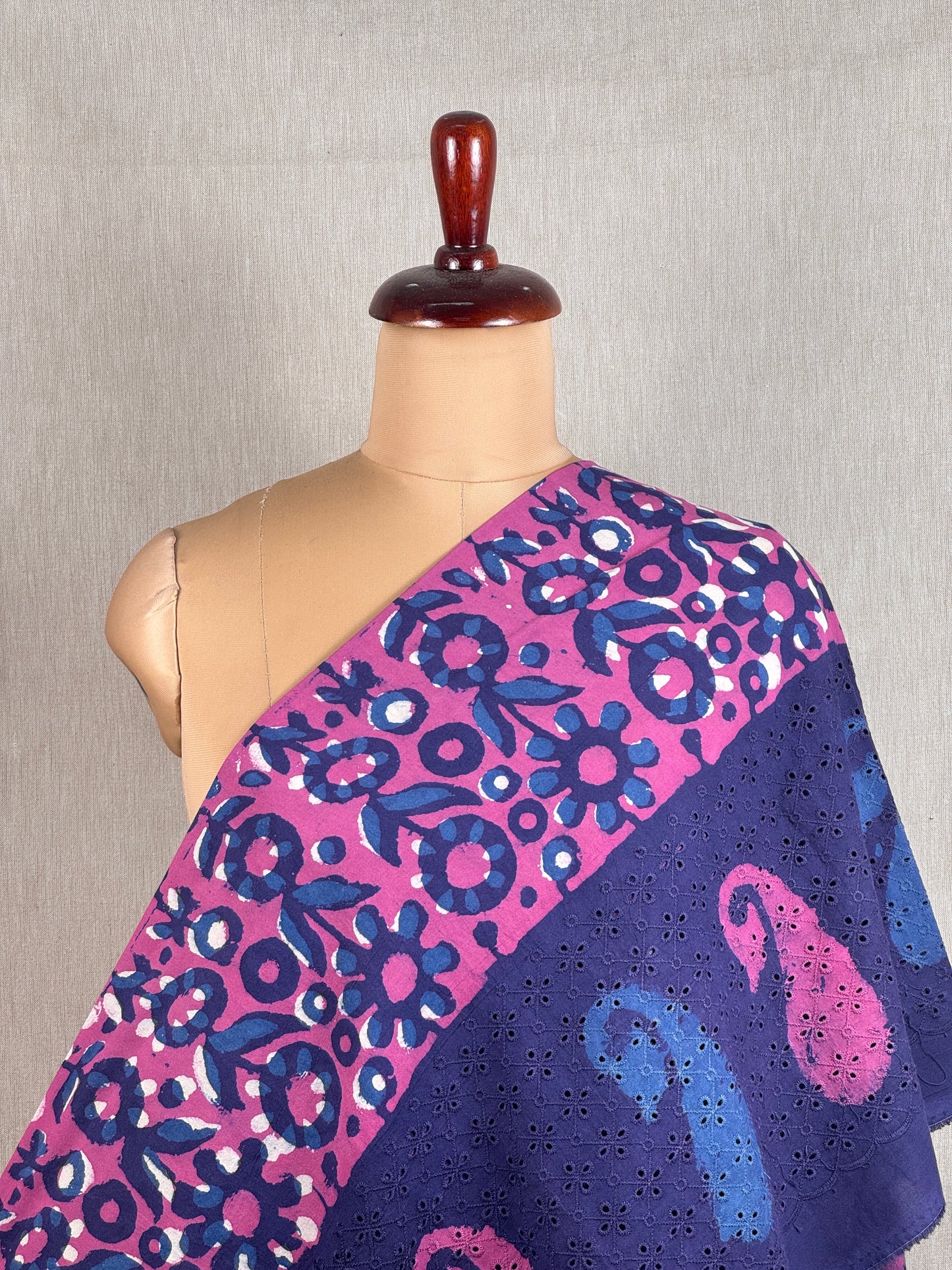 Ajrakh Dabu Block-printed Hakoba Cotton Fabric