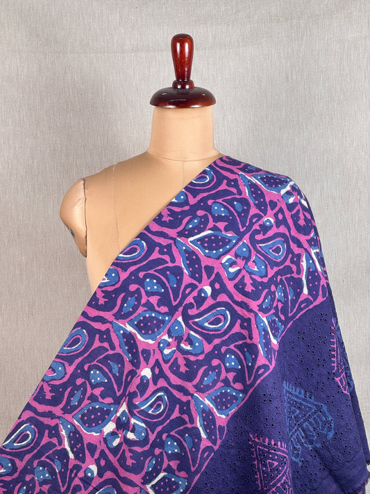 Ajrakh Dabu Block-printed Hakoba Cotton Fabric