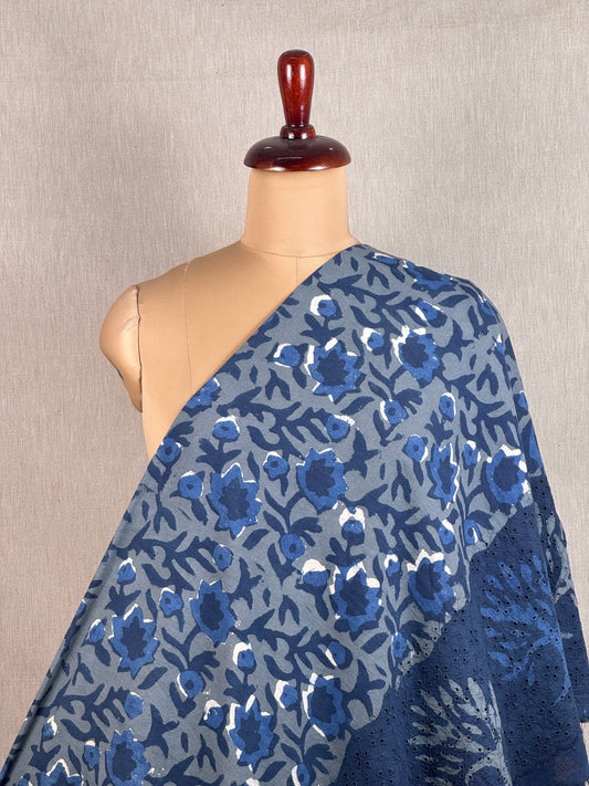 Ajrakh Dabu Block-printed Hakoba Cotton Fabric