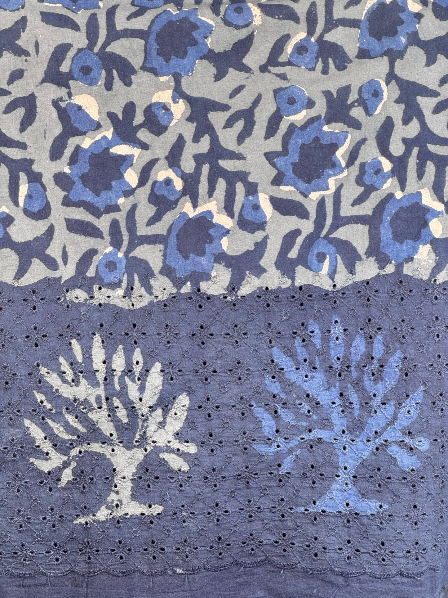 Ajrakh Dabu Block-printed Hakoba Cotton Fabric
