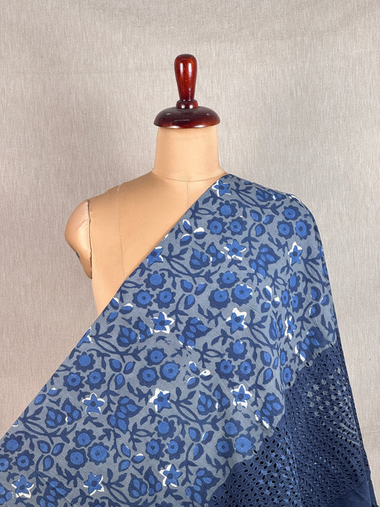 Ajrakh Dabu Block-printed Hakoba Cotton Fabric