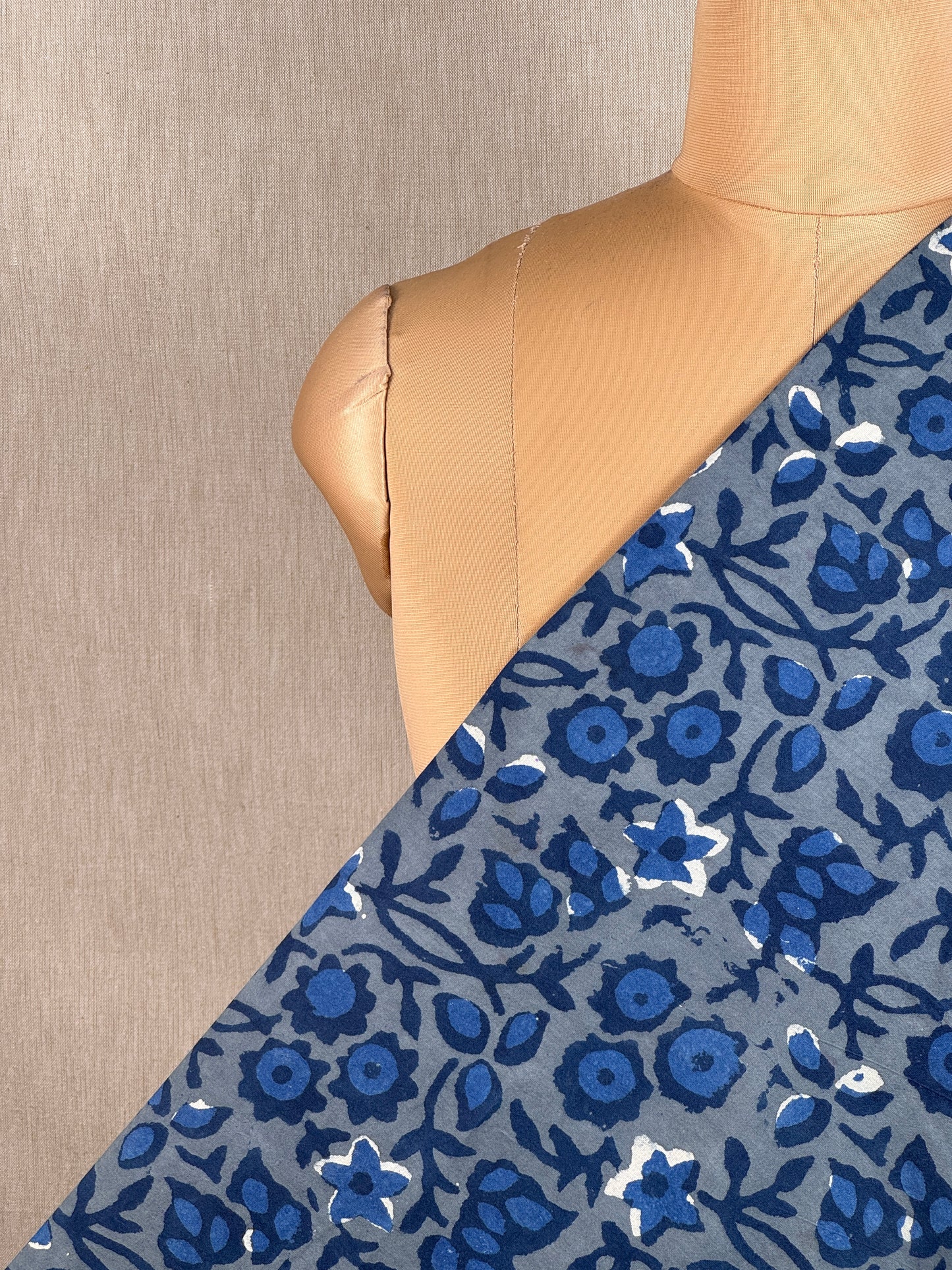 Ajrakh Dabu Block-printed Hakoba Cotton Fabric