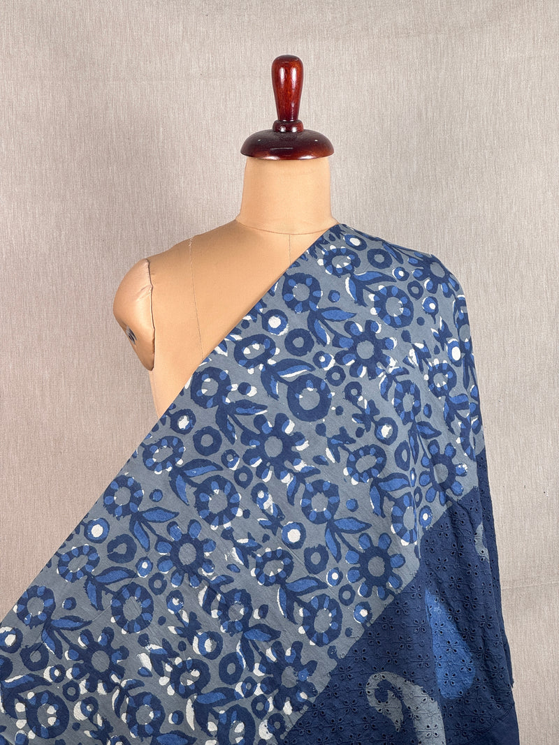 Ajrakh Dabu Block-printed Hakoba Cotton Fabric