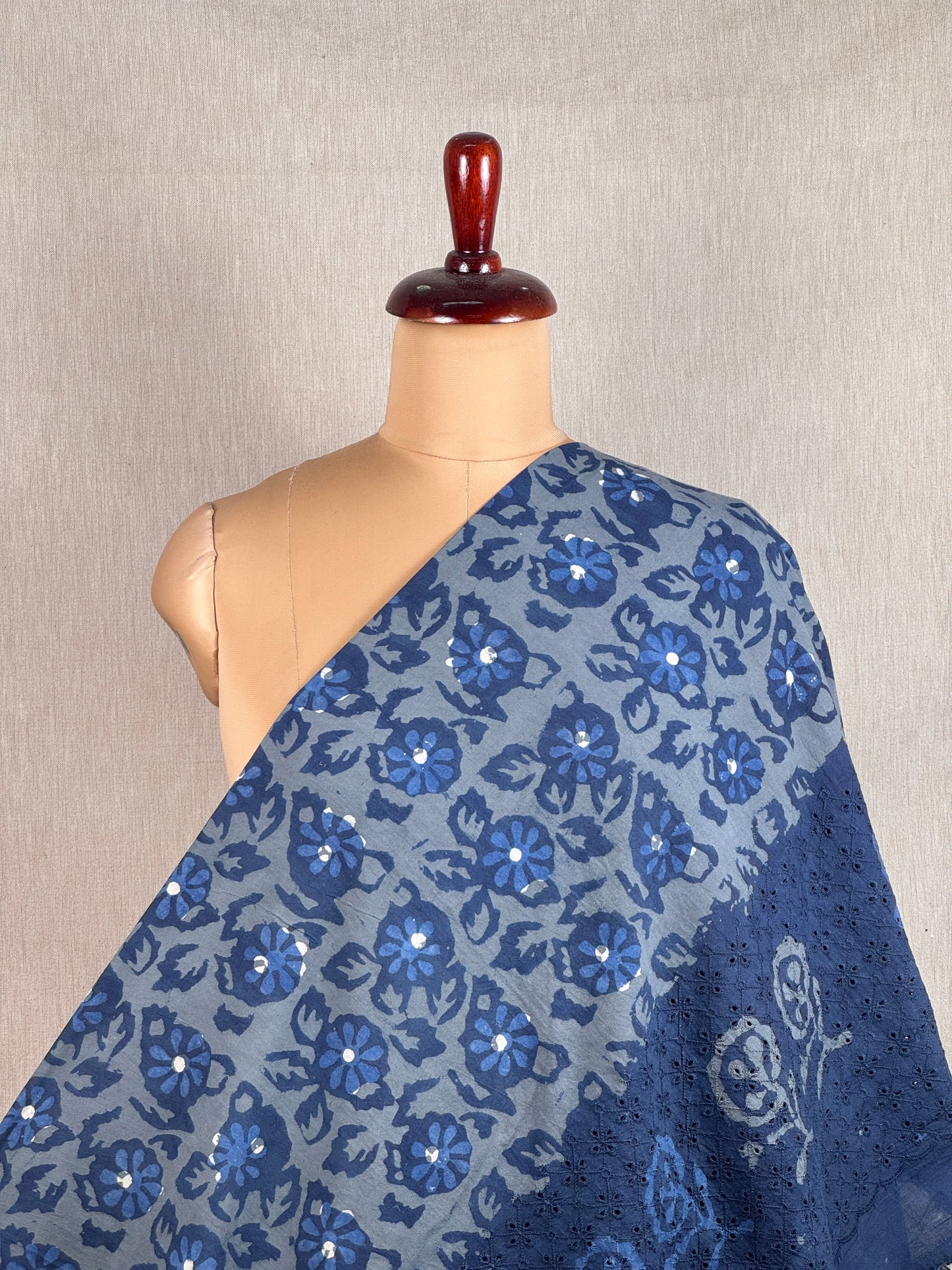 Ajrakh Dabu Block-printed Hakoba Cotton Fabric