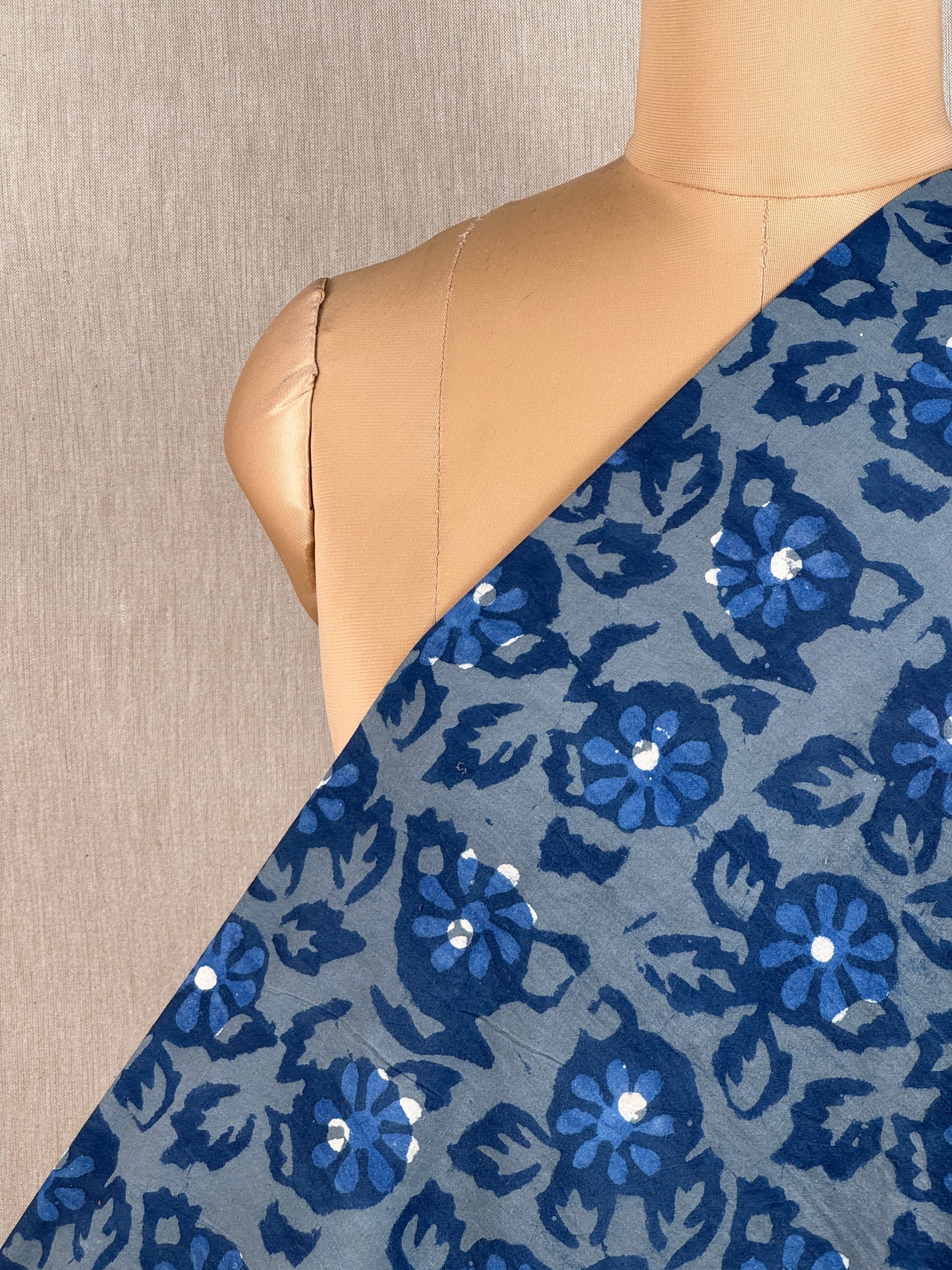 Ajrakh Dabu Block-printed Hakoba Cotton Fabric