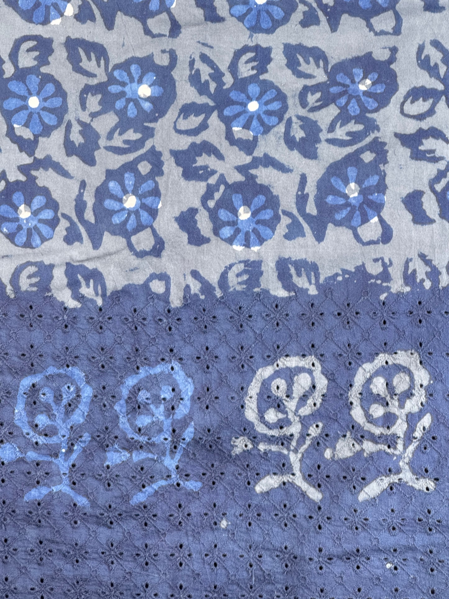 Ajrakh Dabu Block-printed Hakoba Cotton Fabric