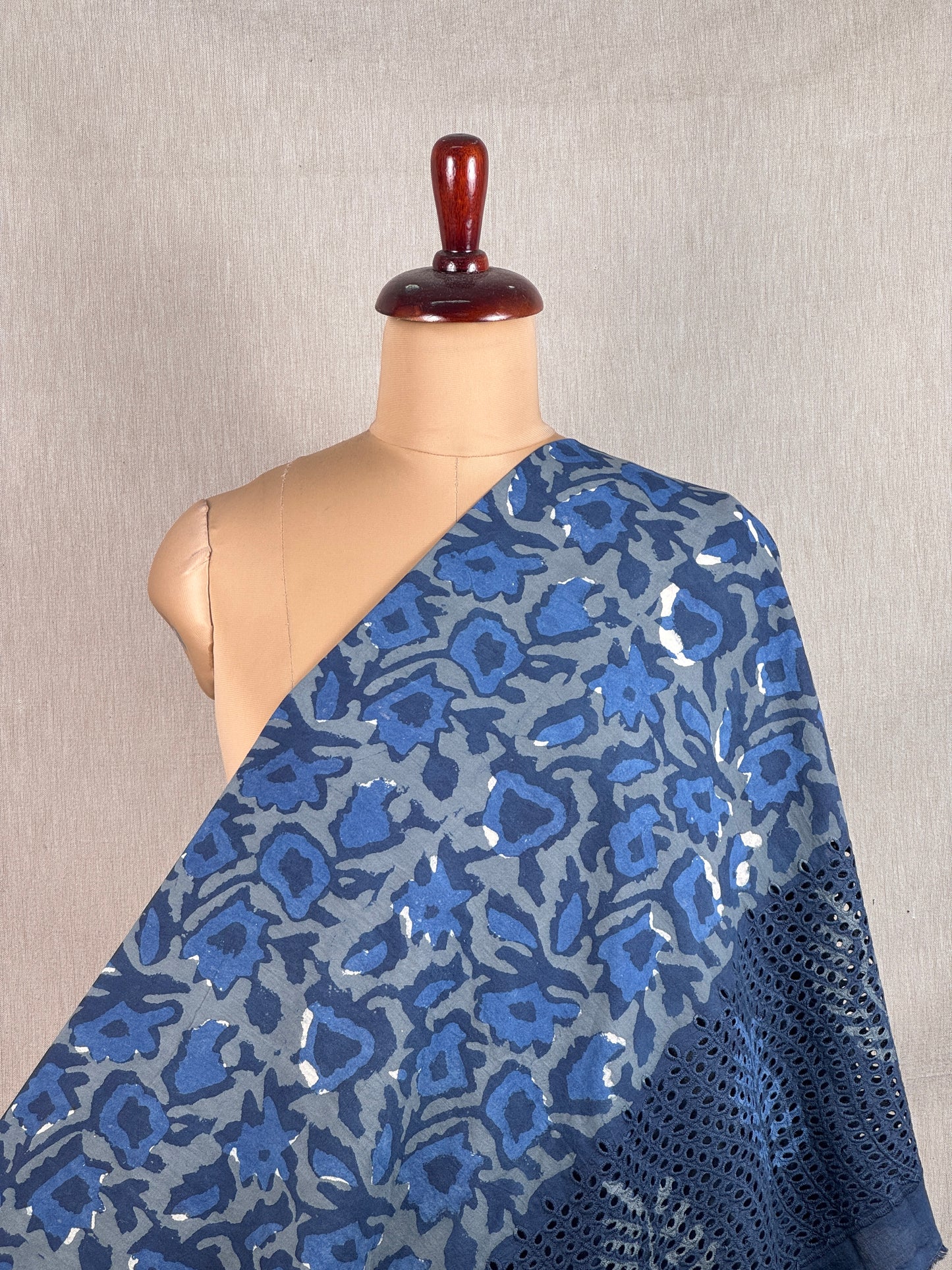 Ajrakh Dabu Block-printed Hakoba Cotton Fabric