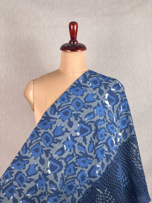 Ajrakh Dabu Block-printed Hakoba Cotton Fabric