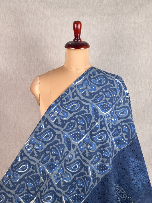 Ajrakh Dabu Block-printed Hakoba Cotton Fabric