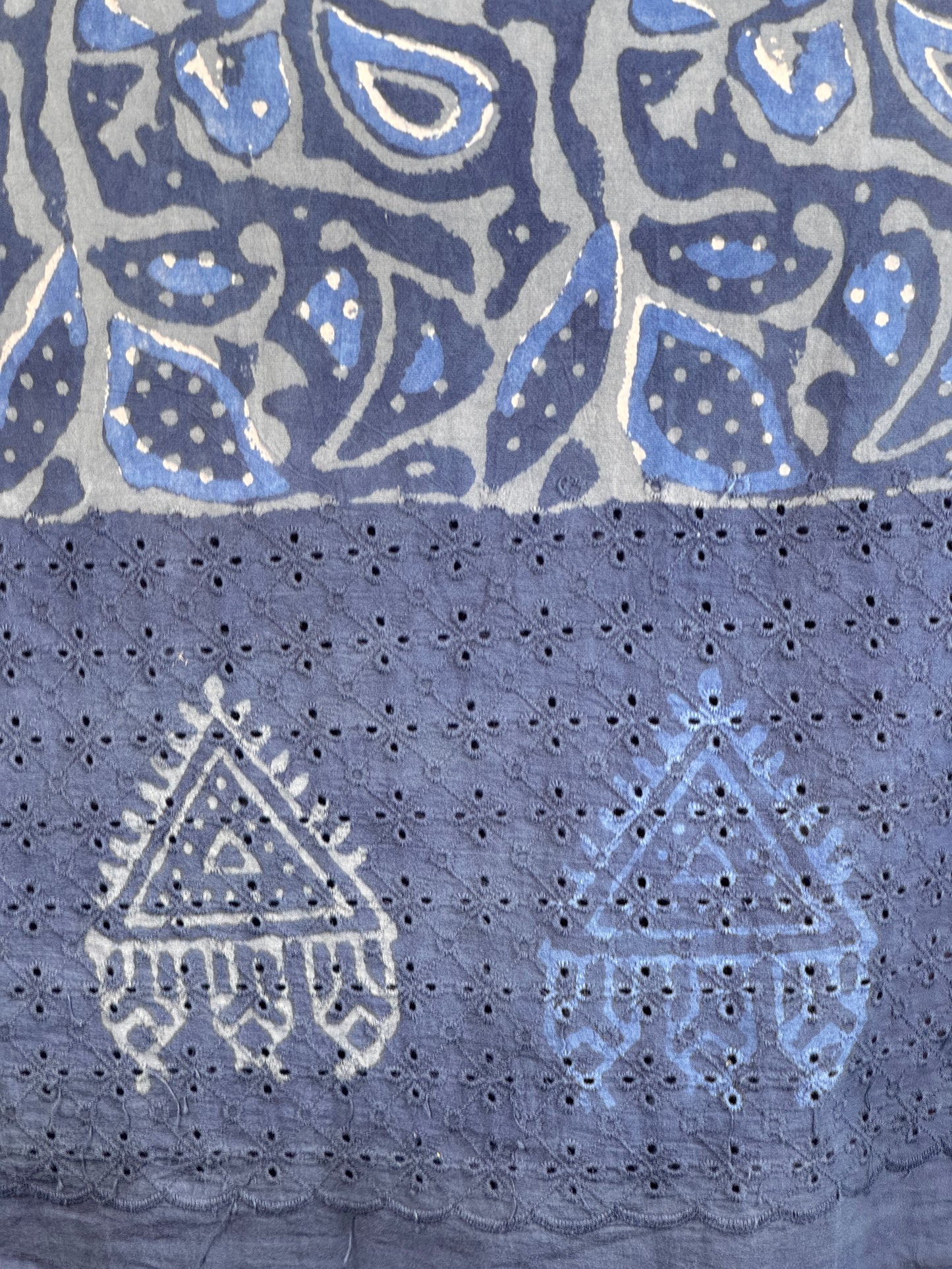 Ajrakh Dabu Block-printed Hakoba Cotton Fabric