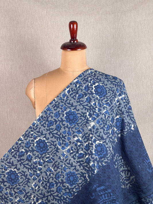 Ajrakh Dabu Block-printed Hakoba Cotton Fabric