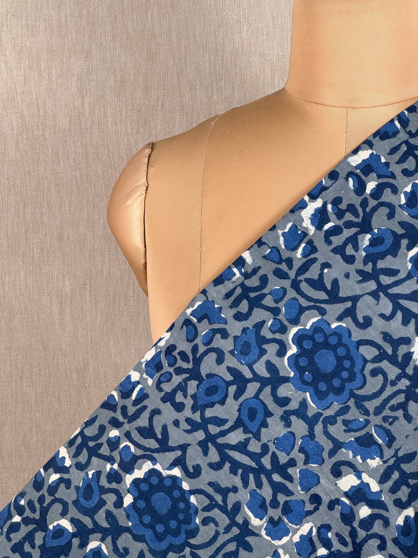 Ajrakh Dabu Block-printed Hakoba Cotton Fabric