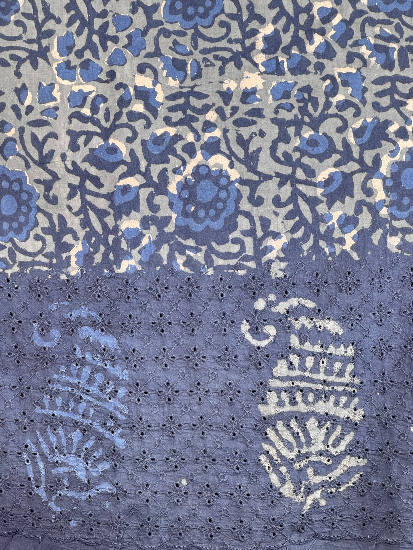 Ajrakh Dabu Block-printed Hakoba Cotton Fabric