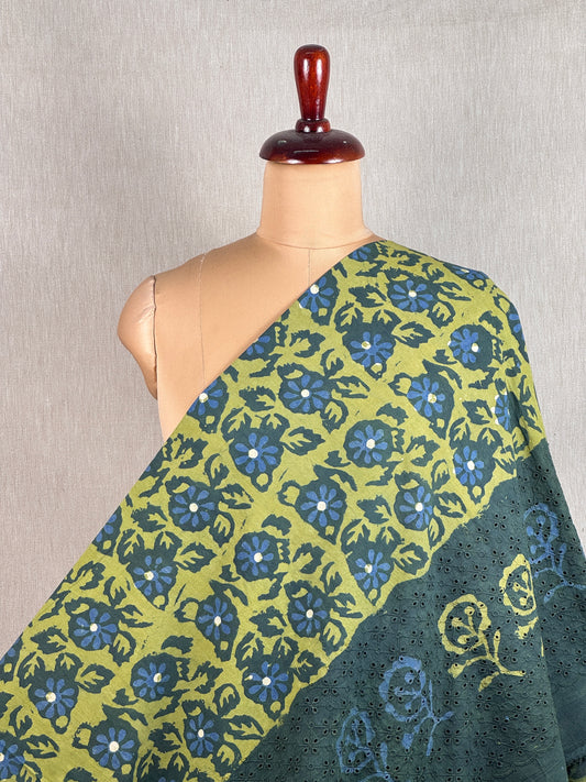 Ajrakh Dabu Block-printed Hakoba Cotton Fabric