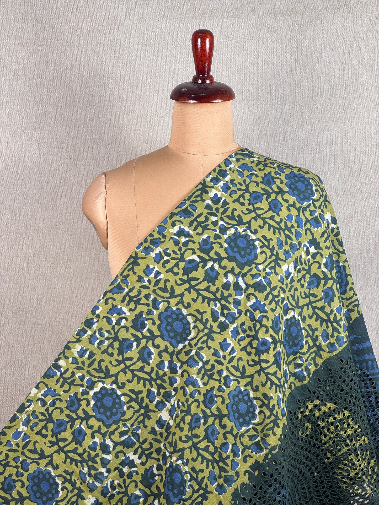 Ajrakh Dabu Block-printed Hakoba Cotton Fabric